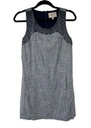 Skies Are Blue Chambray Cotton Dress with Pockets