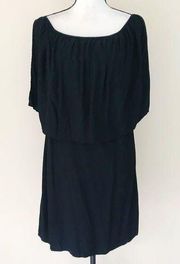 Indah Black Overlay Cape Cold Shoulder Sheath Dress Women's Size M