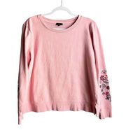 Talbots Long Sleeve Embroidered Sweat Shirt Women's L Pink Floral