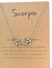 Scorpio Silver Bling Astrological Sign Necklace