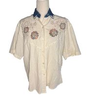 Vintage Western Beaded Short Sleeve Shirt 80s/90s