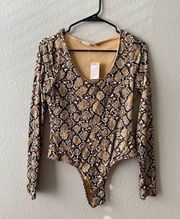 Snakeskin Print Double Layered Bodysuit