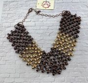 Amrita Singh Knotted Statement Necklace Gunmetal & Gold