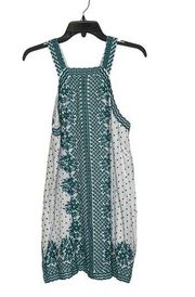 Maeve Anthropologie Tank Dress Size 10P Petite Green White Floral Lined Womens