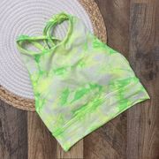 Lululemon Energy Bra Size 4 High Neck Longline Green Tie Dye