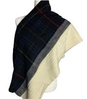 Standard Form Wool & Cashmere Tartan Plaid Cable Knit Blanket Scarf 16PE