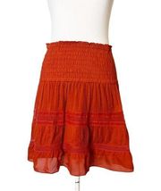 ALC silk blend pleat smocked skirt orange rust sz 6