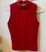 Vintage Piano Red Sweater Knit tank mock neck