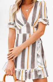 Simplee V Neck Stripe Dress 
