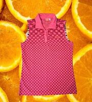 PUMA Pink Sleeveless‎ Polo With Round n Square Design Size M