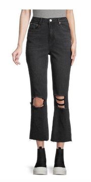 High-Rise Distressed Cropped Straight Jeans