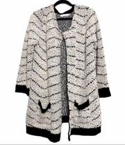 Solitaire White & Black Open Front Cardigan