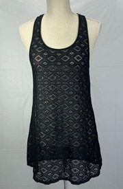 Black Crochet Open Knot Swimsuit Coverup Size Medium