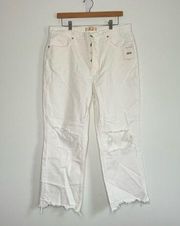 Free People Distressed White Denim Jeans SIZE 32