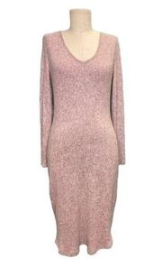 Love In V-Neck Long Sleeve Dress Pink Gray Size Small NWT