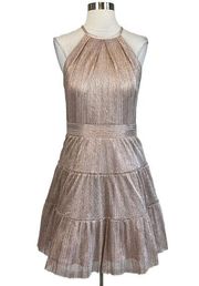 XSCAPE Women's Cocktail Dress Size 14 Pink Sleeveless Mini Fit and Flare Halter