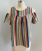 Los Angeles Cold Shoulder Striped Top- Size Medium