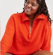 Aerie  CozyUp Waffle Quarter Zip Sweater in orange small NWT