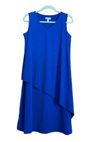 Susan Graver Womens Sleeveless Stretch Blue Polyester Dress Small