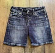 Silver Long Length Suki Shorts - size 25