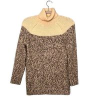 J. Crew colorblock cozy turtleneck sweater, cream & heather women’s size xxs