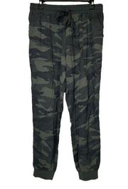 Splendid Green Camo Print High Rise Sweatpants Jogger Size L