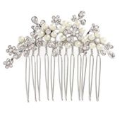 L. Erickson Elle crystal & pearl silver hair comb