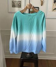 Splendid Thermal Dip Dye Shirt Sweatshirt Blue Green XL