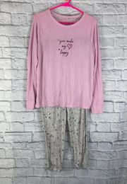 heart print longsleeve pj set w/jogger pants sz small women