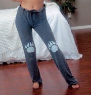 Wildfox Knit Gray Paw Prints Skinny Sweats Sweatpants