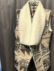 Mossimo Supply Co Faux Fur Wool Blend Southwest Beige Multicolored Vest