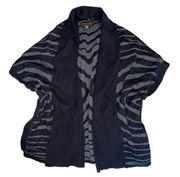 Dana Buchman Black & Gray Striped Knit Boxy Open Cardigan Medium