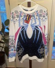 Unisex Marvel Spider-Man Christmas Sweater - White / Blue / Pink - Size M