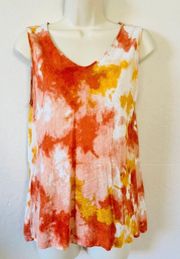 factory NWOT sleeveless tie dye orange white v neck cotton top
