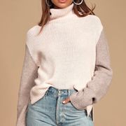 Embrace The Season Blush Color Block Turtleneck Sweater