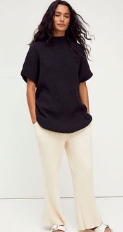 FP Beach Dress Mango Sweater Mini Oversized Ribbed Knit Black M