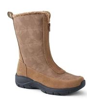 Lands' End Women's Sz 10 D Suede & Canvas All Weather Mid-Calf Boots Brown