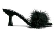 Steve Madden Black Feather Mule Sandal SIZE 5.5 Karoo Heel Pinup Coquette NEW