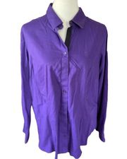 Coldwater Creek No Iron Deep Purple Button Down Collared Long Sleeve Fitted Blou