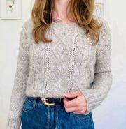 Gray Cable Knit Sweater Thick Classic Minimalist Neutral Winter