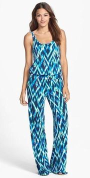 Tart Women's Blue Multi Sleeveless Megan Abstract Printed Jumpsuit Size Medium M