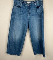 Lafayette 148 Denim Wyckoff Wide-Leg Cropped Jeans Blue Size 34