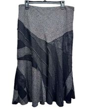 Black & Gray Mixed Media Patchwork Skirt Size Petite Large