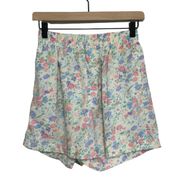 Vintage Pastel Floral Pull-On Elastic Waist High Rise Shorts