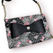 NWOT BETSEY JOHNSON Floral Bow Wallet Crossbody Bag Bandana Paisley Print