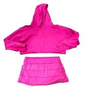 Lululemon Sonic Pink Outfit Set Pace Rival Skirt and All Yours Cropped Hoodie