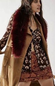 Free People Jagger Garnet Red Faux Fur Collar Scarf