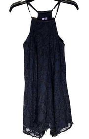 Alya Dress Women X Small Black Floral Lace High Neck Halter Mini Francescas