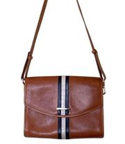 Jacquelyn Brown Leather Stripe Shoulder Bag