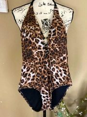 Guess USA leopard print swimsuit womens size M ties so cute